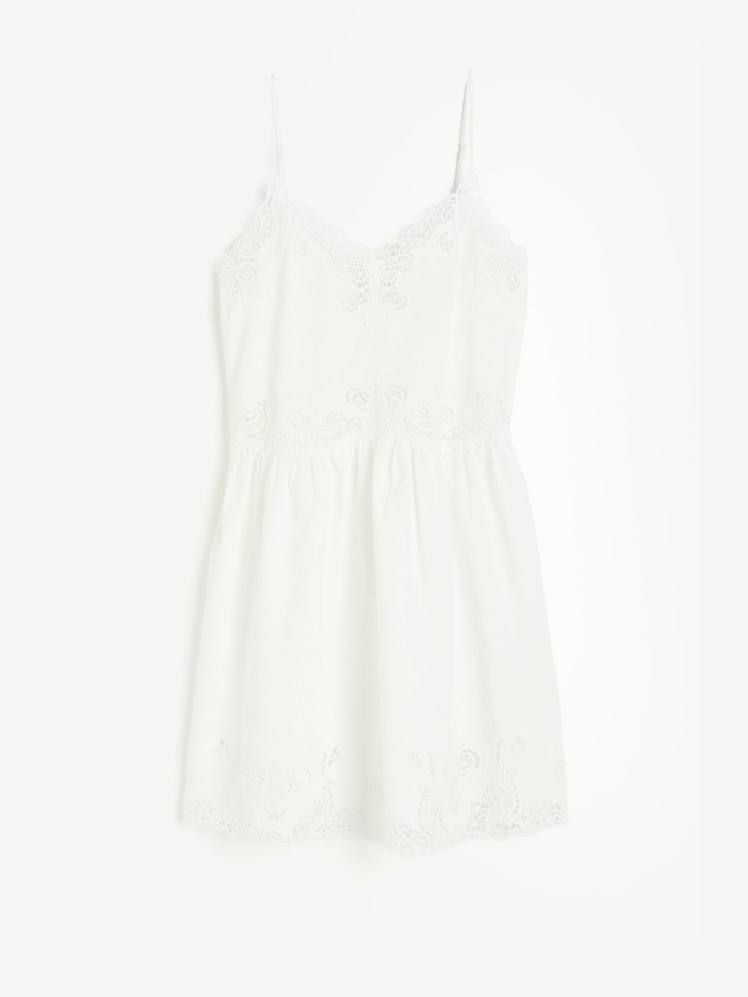 H&M Linen-Blend Embroidered Dress
