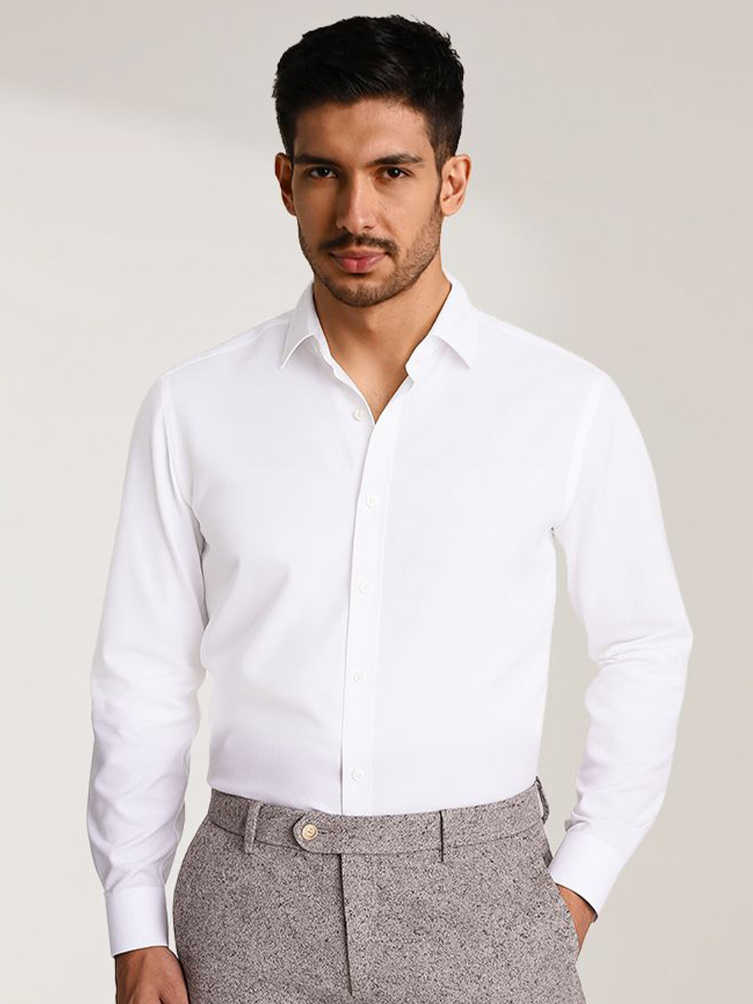 KINGDOM OF WHITE Men Egyptian Giza Cotton Regular Fit Fully Taped Shirt