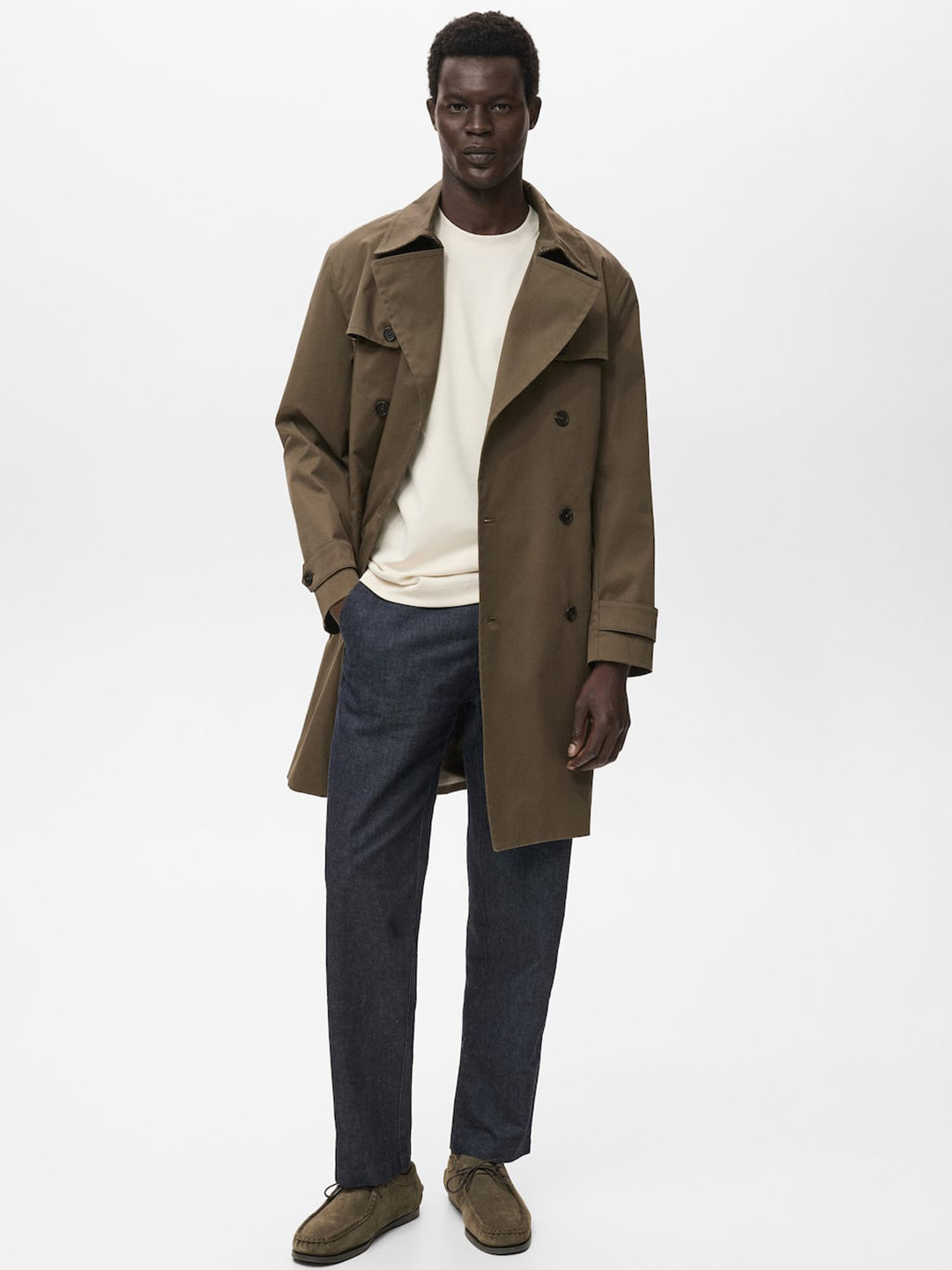 MANGO MAN Water-Repellent Belted Trench Coat