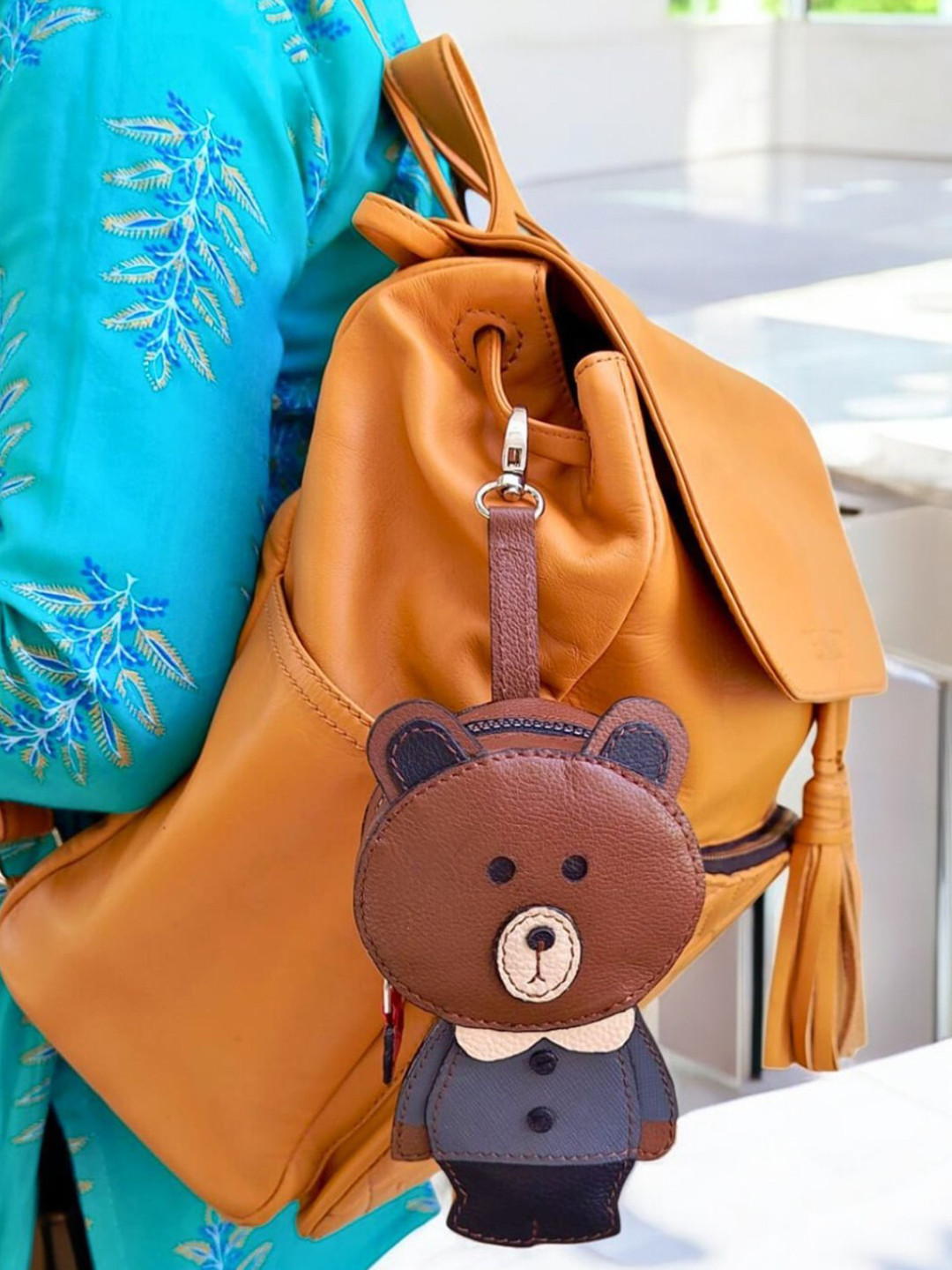 PERKED Teddy Bear Genuine Leather Key Chain