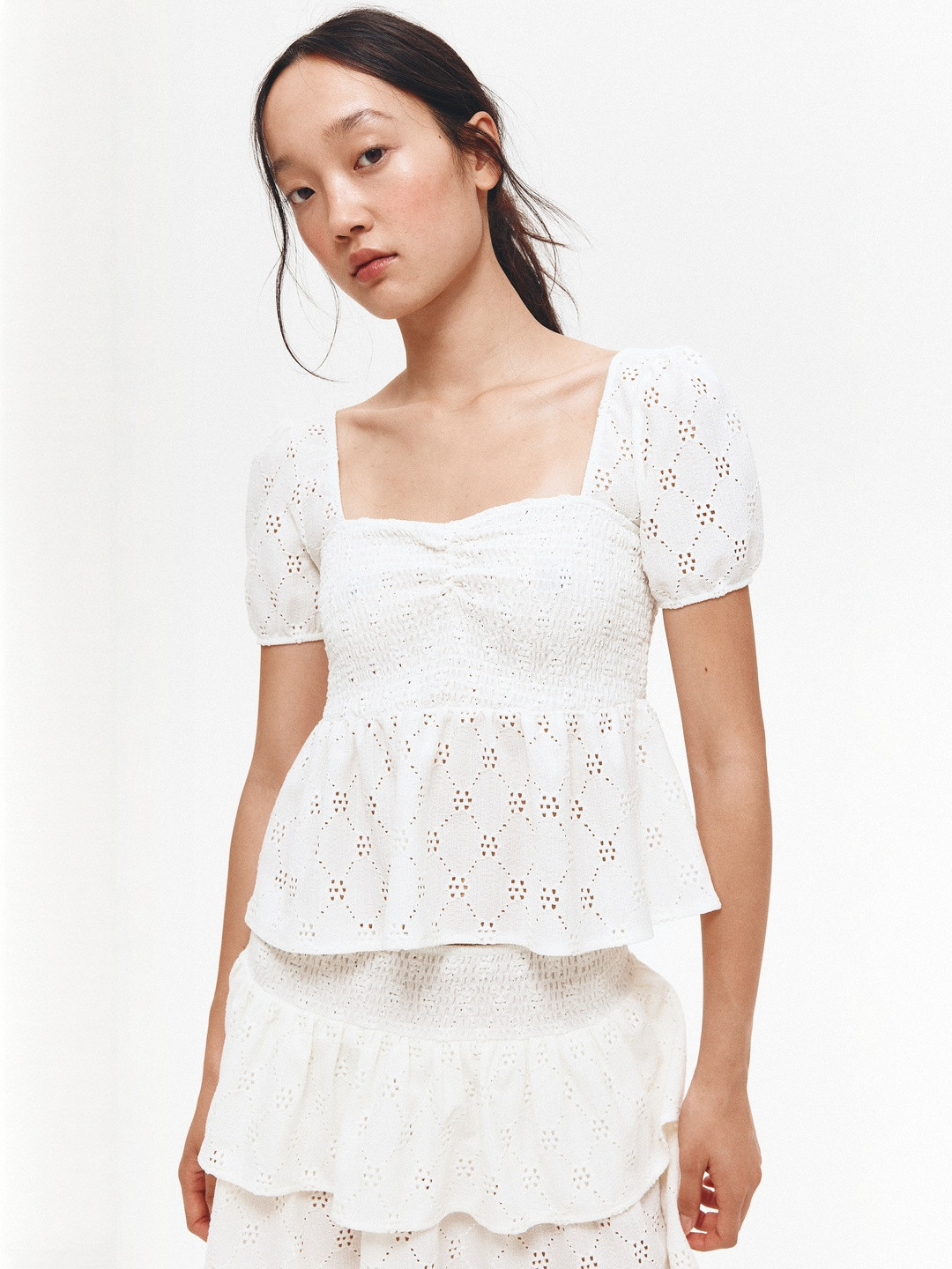 H&M Smocked Peplum Blouse