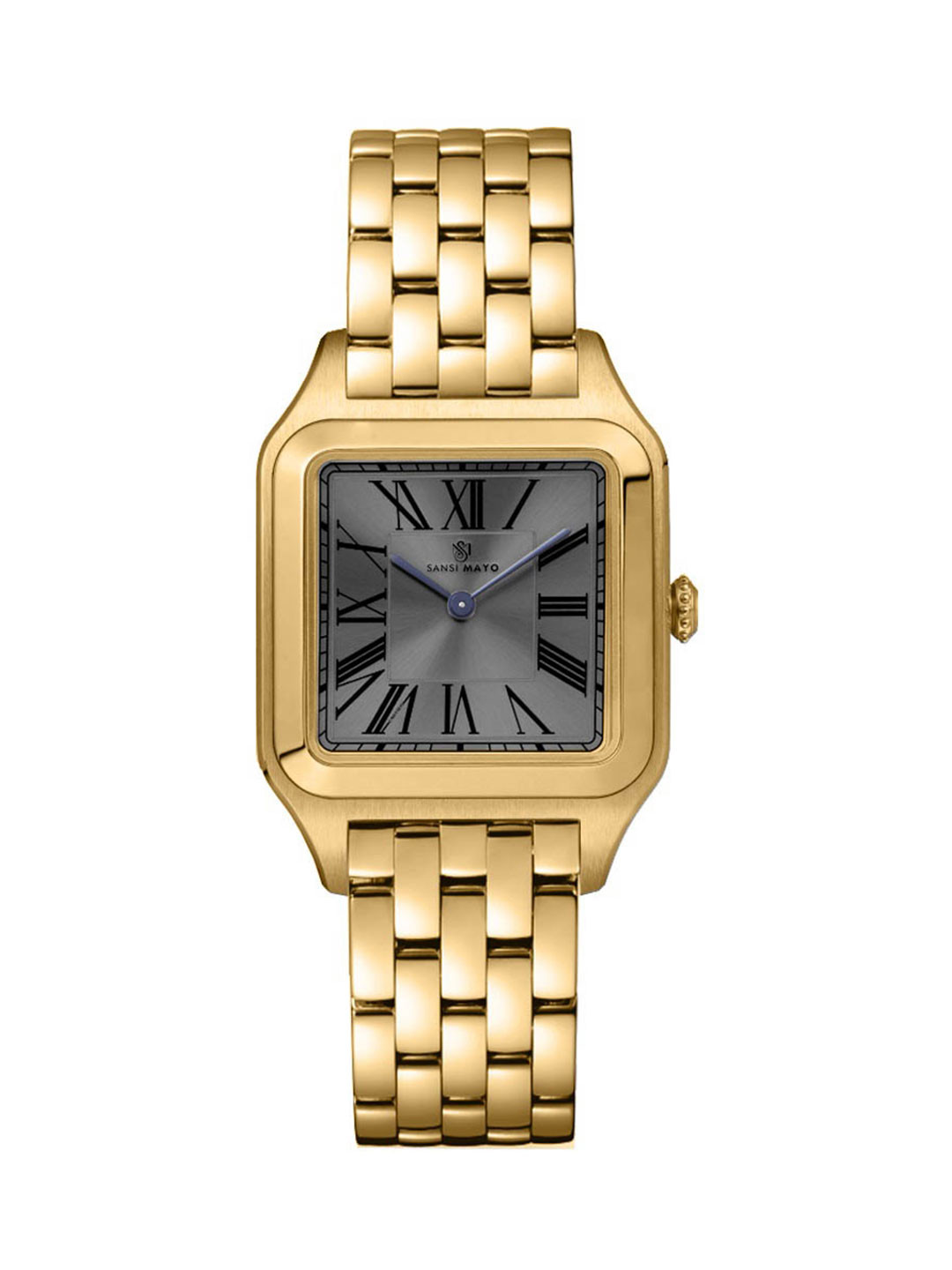 SANSIMAYO Men Stainless Steel Bracelet Style Straps Analogue Watch SM-M-196-G-G-GR