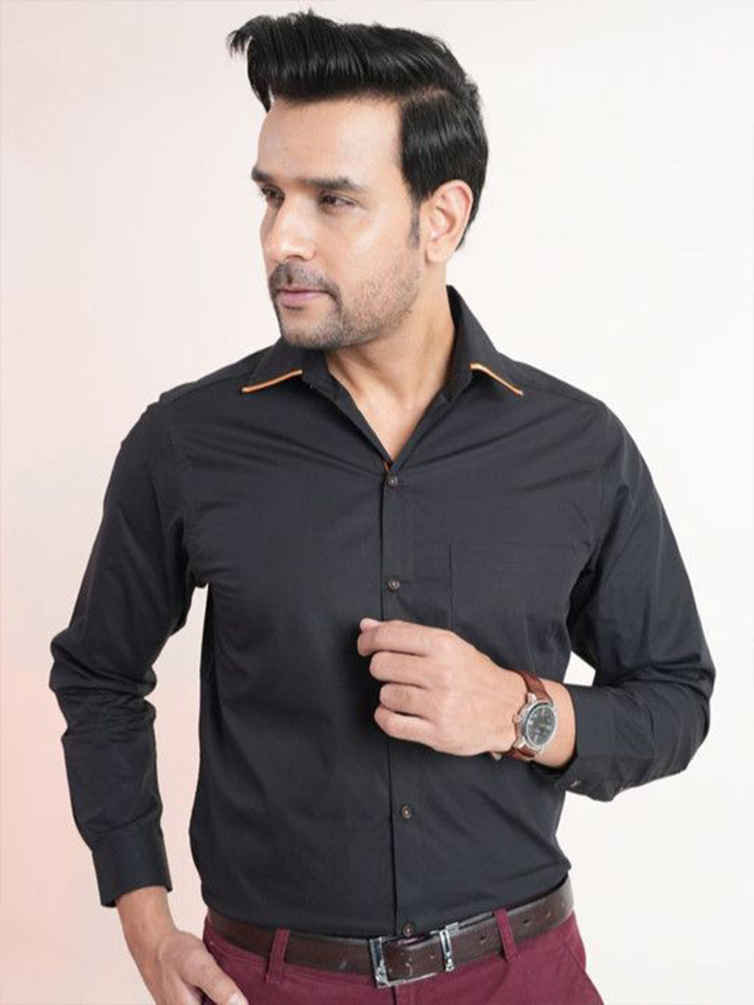 Style Matters Men Standard Fit Solid Premium Egyptian Cotton Formal Shirt