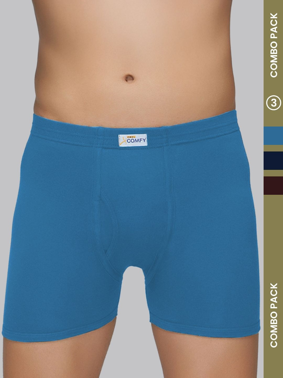 Amul Comfy Pack of 3  Men's Pure Cotton Multicolour Long Trunk