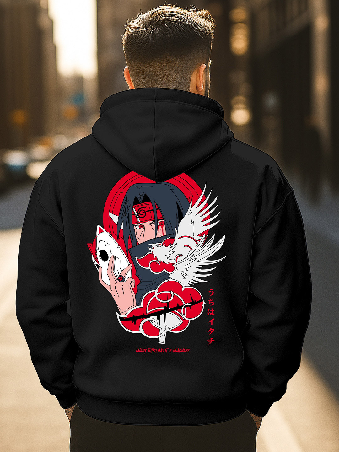 Triptee Men Jujutsu Kaisen Graphic Printed Full Sleeve Hooded Sweatshirt