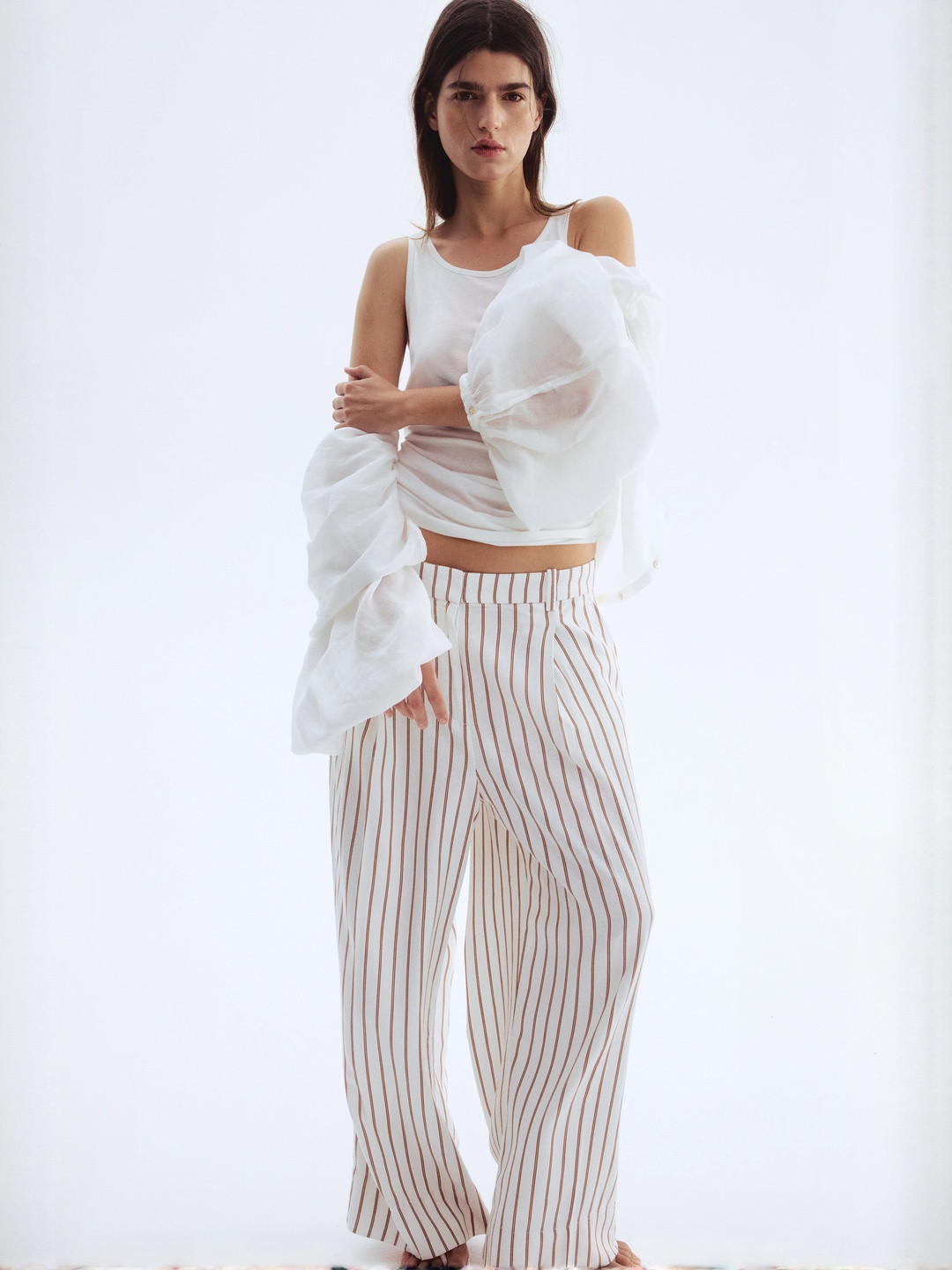 H&M Wide Linen-Blend Trousers