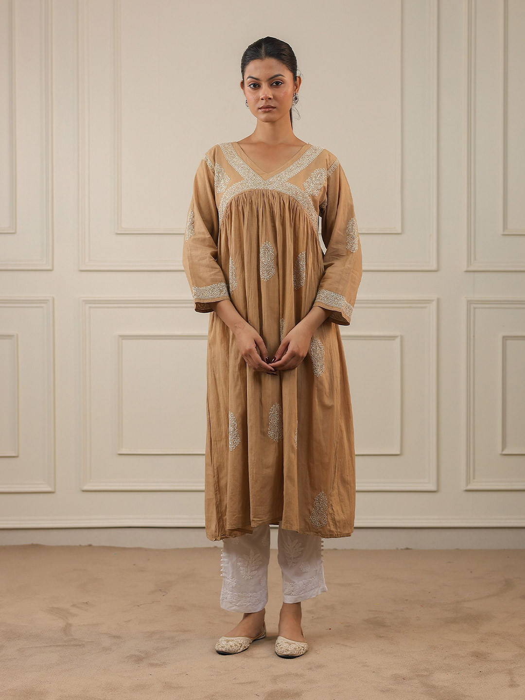 Janaki Apparels Women Floral Printed Festive Cotton A-Line Kurta