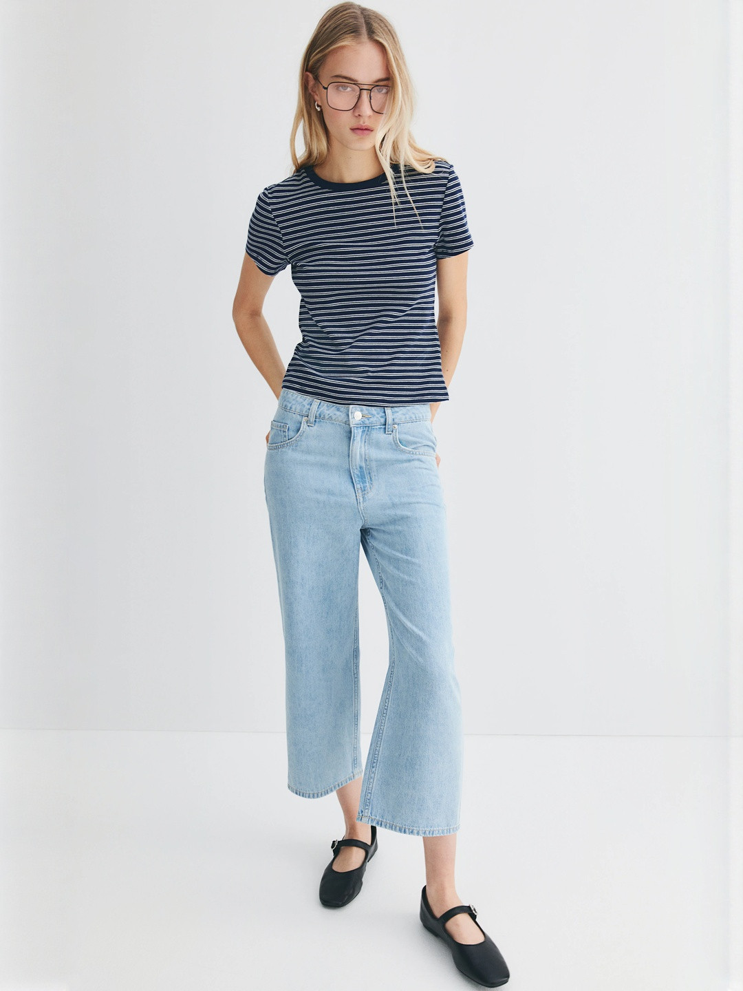 H&M Wide High Cropped Jeans