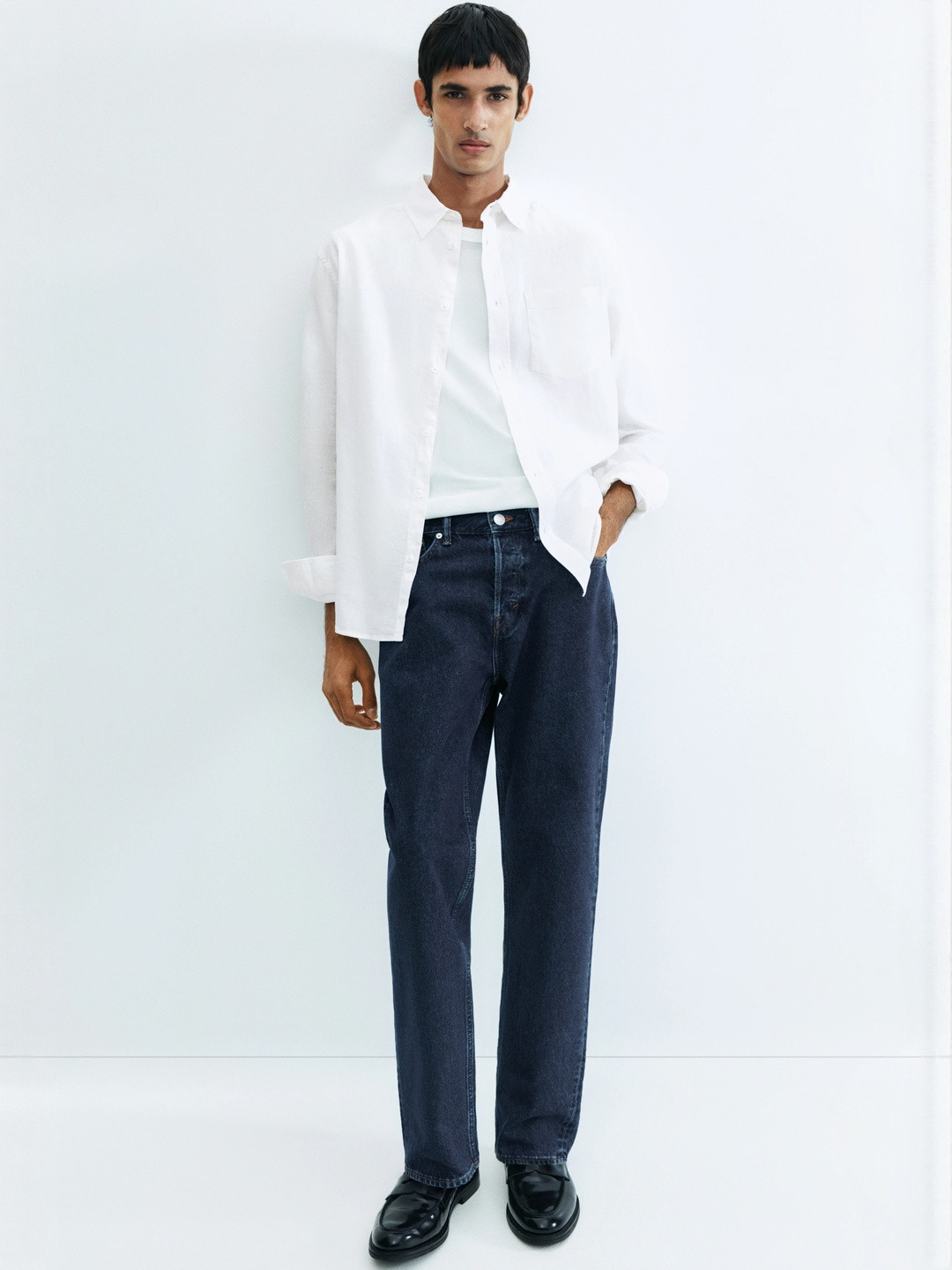 H&M Men Regular Fit Linen Cotton Shirt