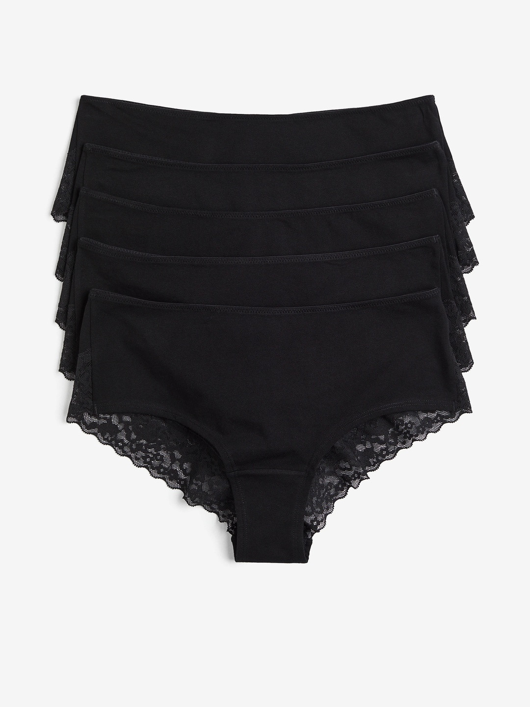 H&M Women Pack of 5 Black Solid Hipster Briefs