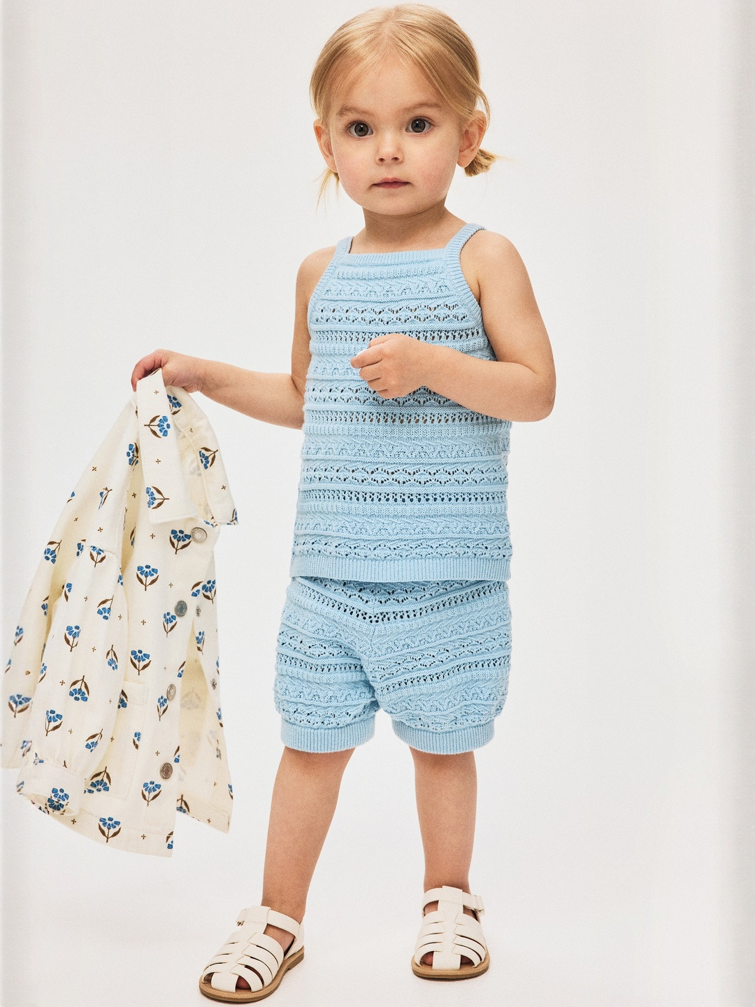 H&M Girls Pure Cotton 2-Piece Pattern-Knit Set