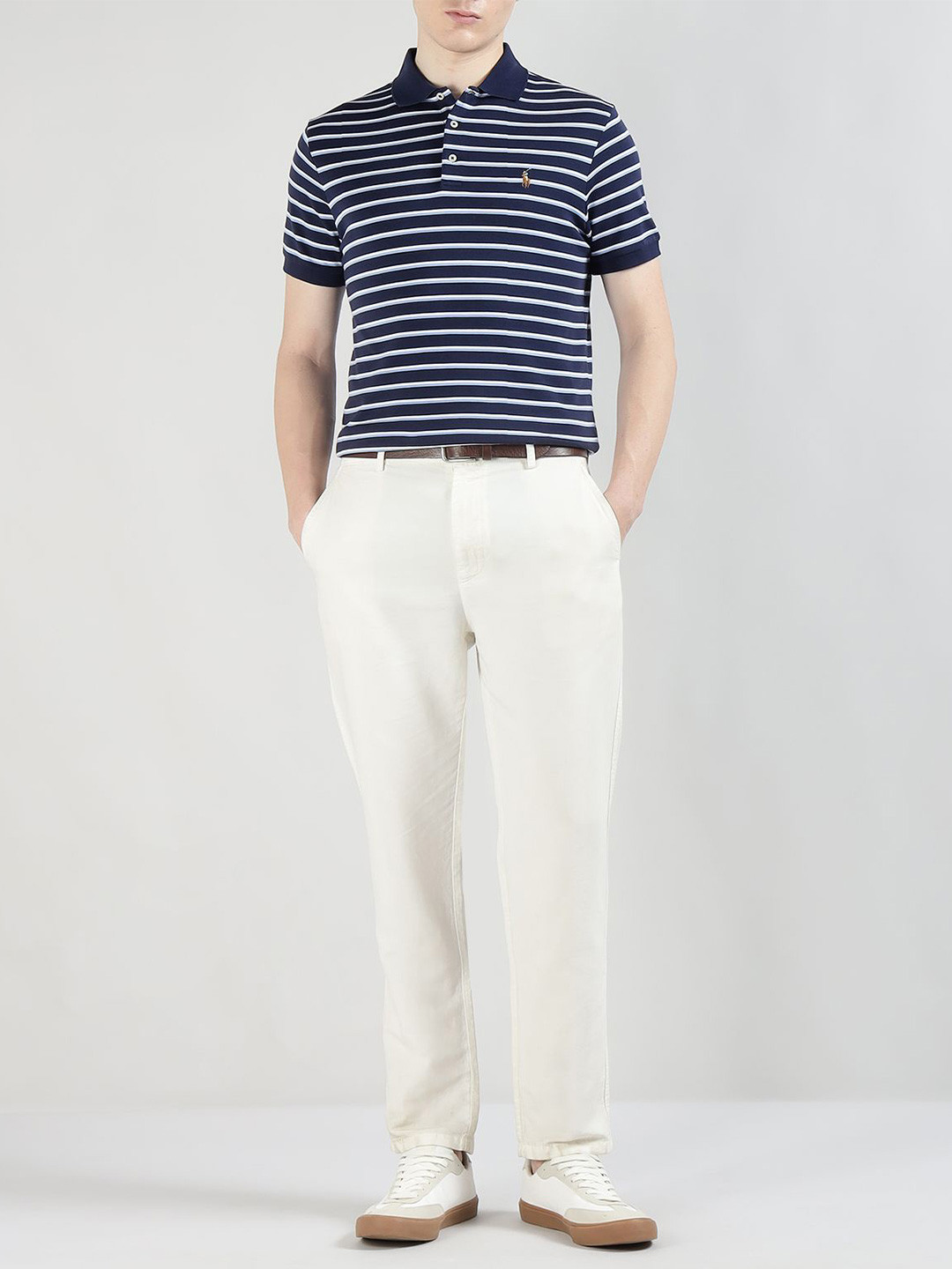 Polo Ralph Lauren Men Striped Polo Collar Cotton T-shirt