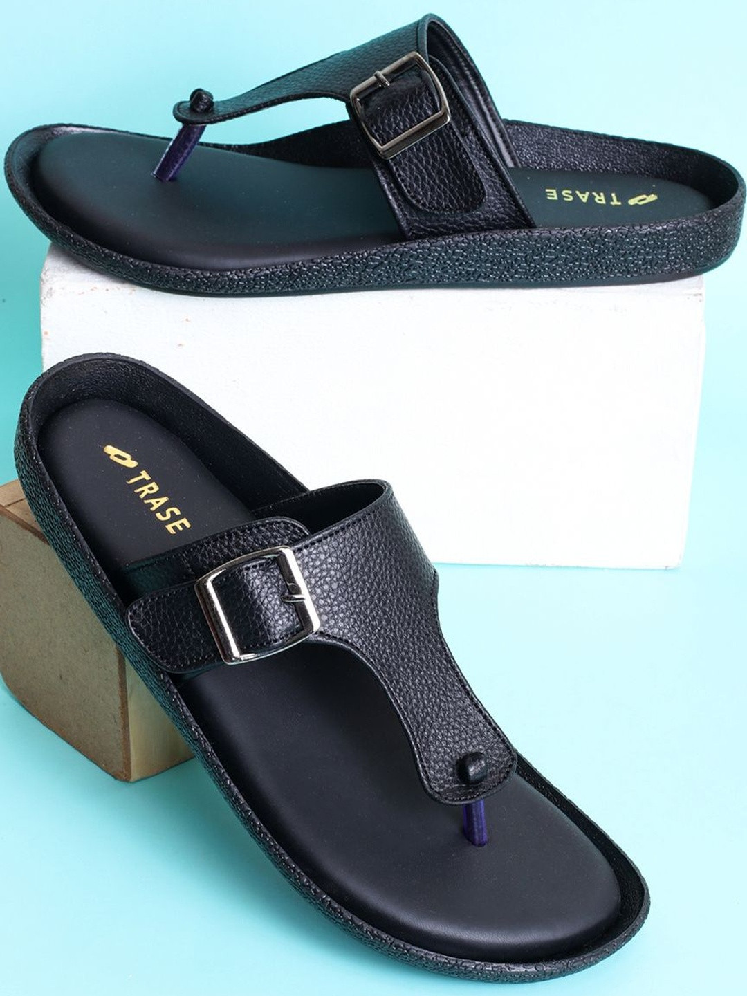 TRASE Women Buckle Ornamentation T-Strap Flats