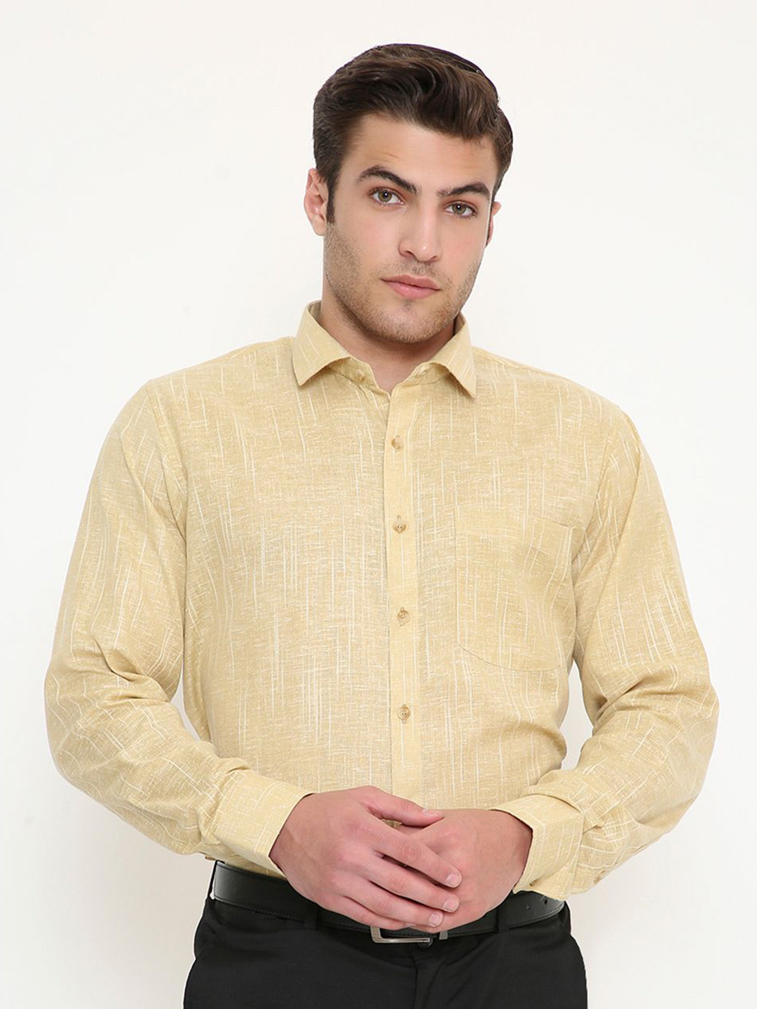 Maharaja Men India Slim Fit Textured Spread Collar Formal Shirt