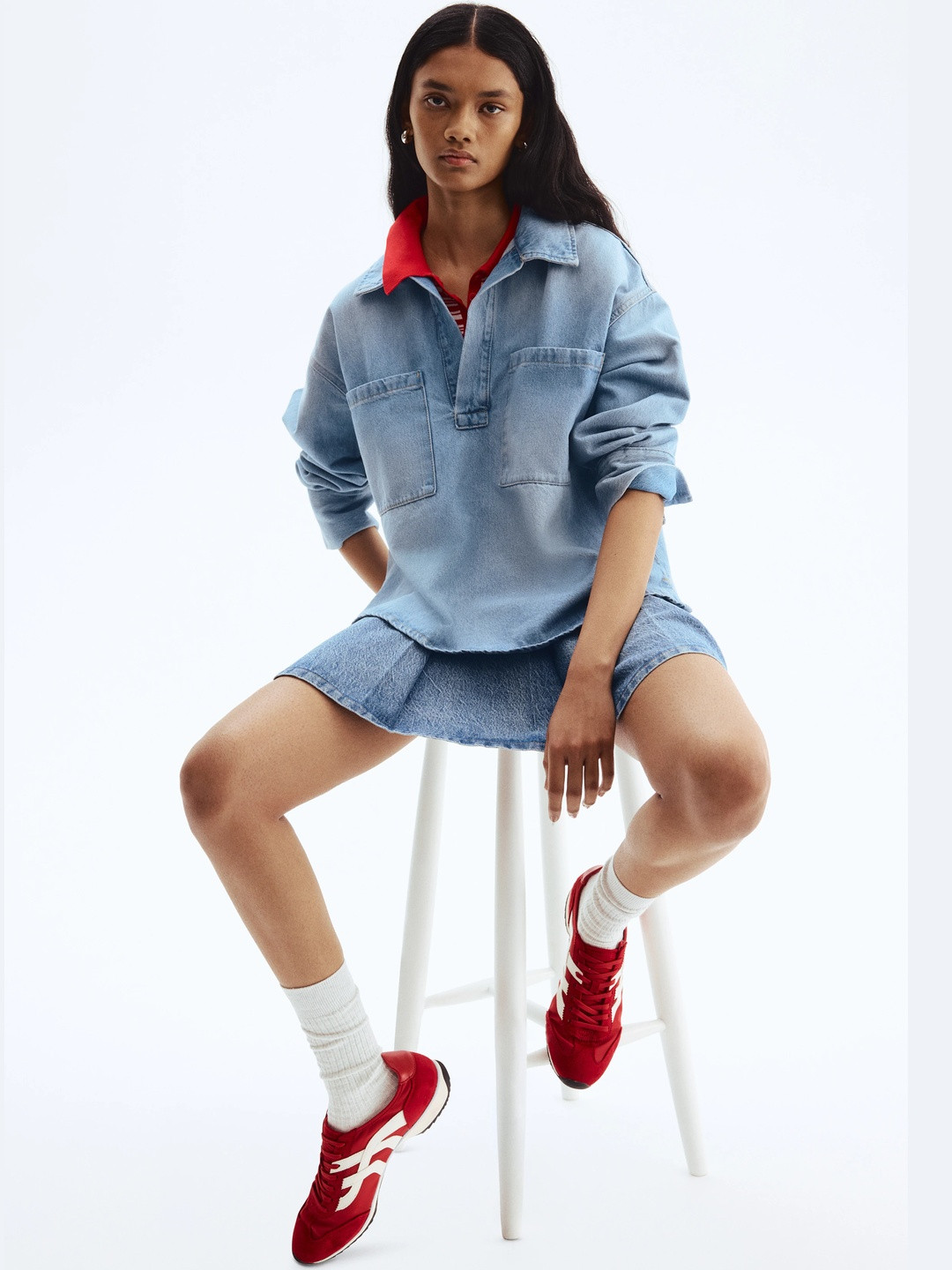 H&M Oversized Popover Denim Shirt