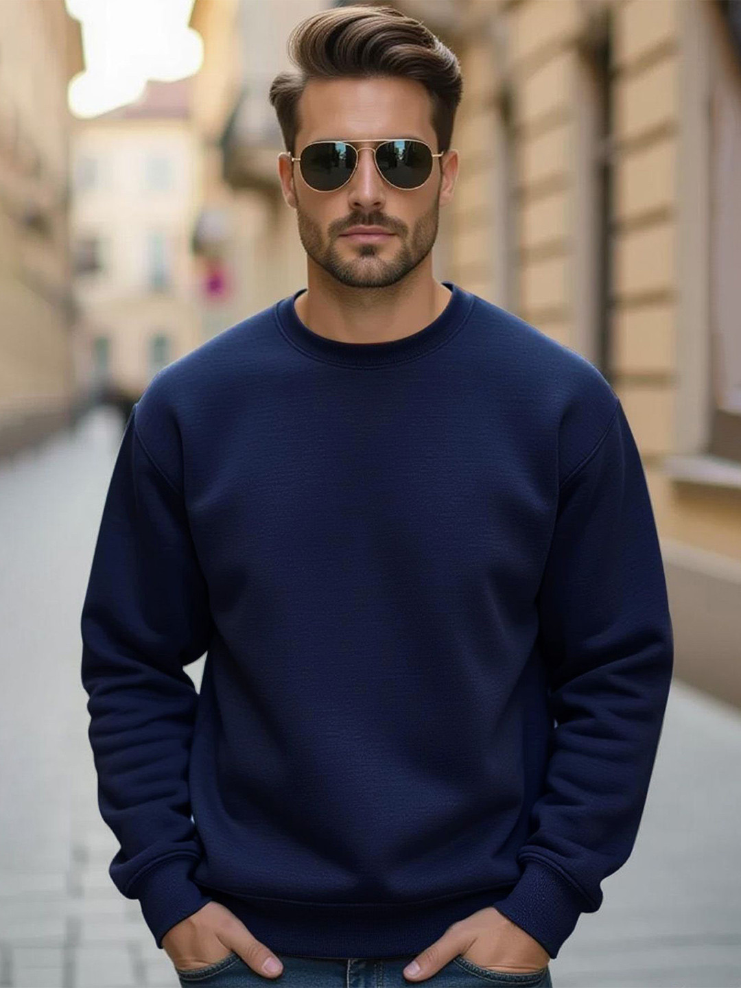 AUSK Men's Solid Round Neck Full Sleeve Sweatshirt