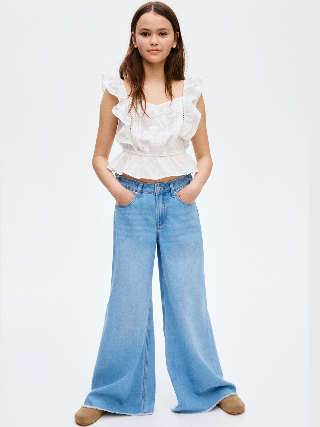 H&M Girls Wide-Leg Jeans