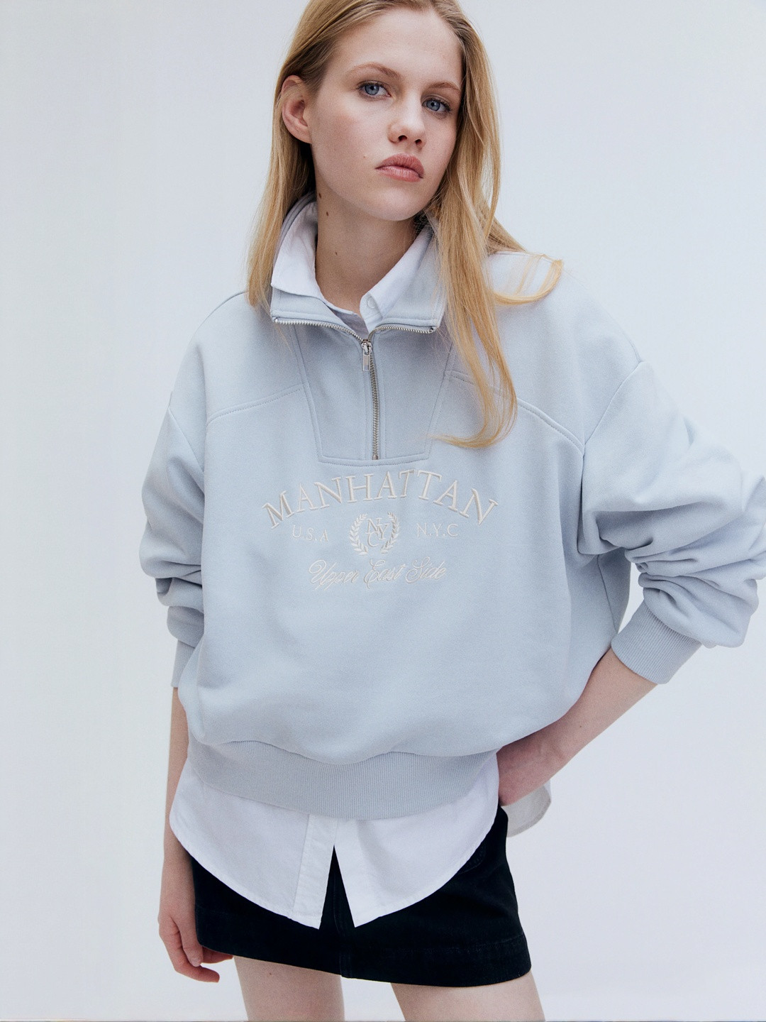 H&M Motif-Detail Zip-Top Sweatshirt