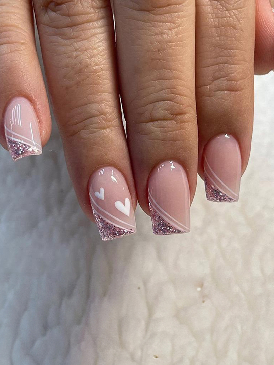 The Pink Truck Set Of 24 Artificial Reusable Nail Art Kit - Sweetheart Sparkle