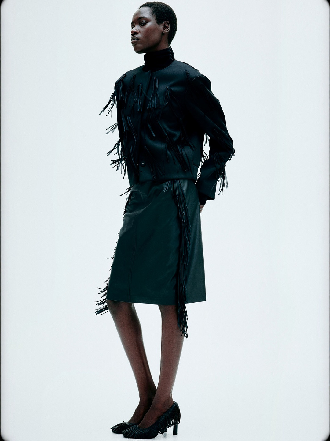 H&M Fringed Coated Skirt