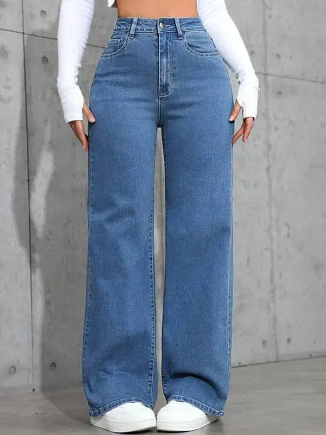 VK FASHION Women Jean Wide Leg High-Rise Stretchable Jeans