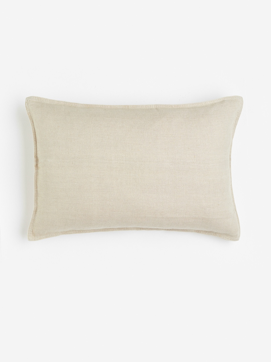 H&M Beige Linen Breathable Rectangle Cushion Cover -16x24In