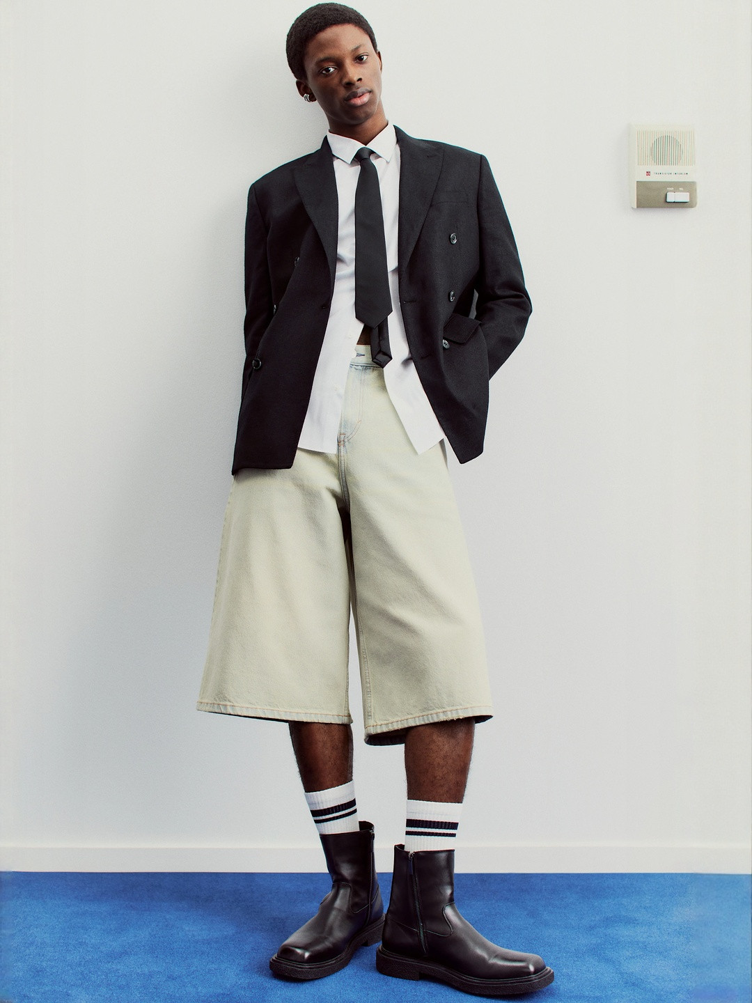 H&M Relaxed Fit Double-Breasted Linen-Blend Jacket