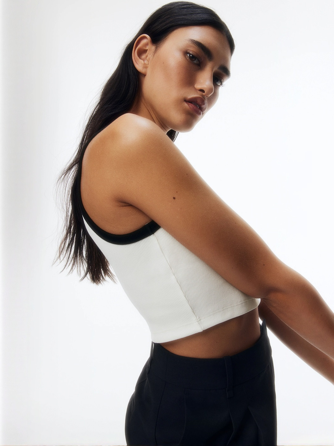 H&M Cropped Ribbed Vest Top