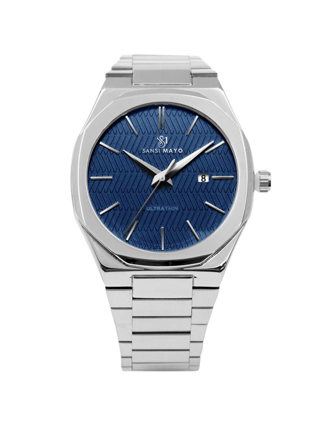 SANSIMAYO Men BRAUO Round Dial & Stainless Steel Straps Analogue Watch SM-M-161-S-S-BL