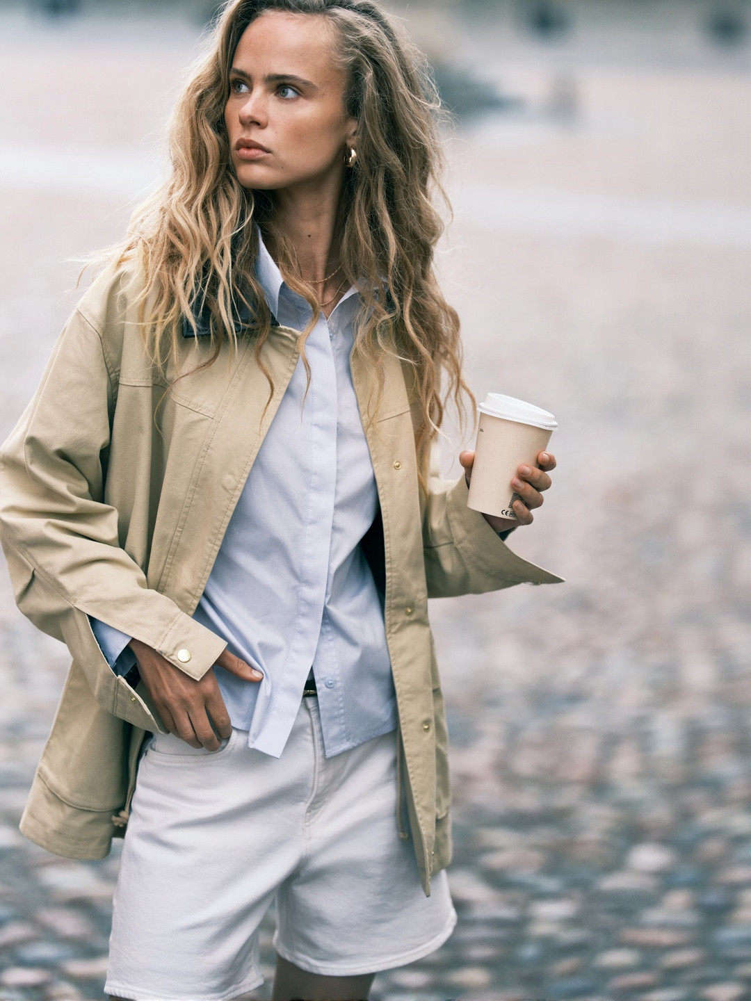 H&M Pure Cotton Coated Collar Twill Jacket