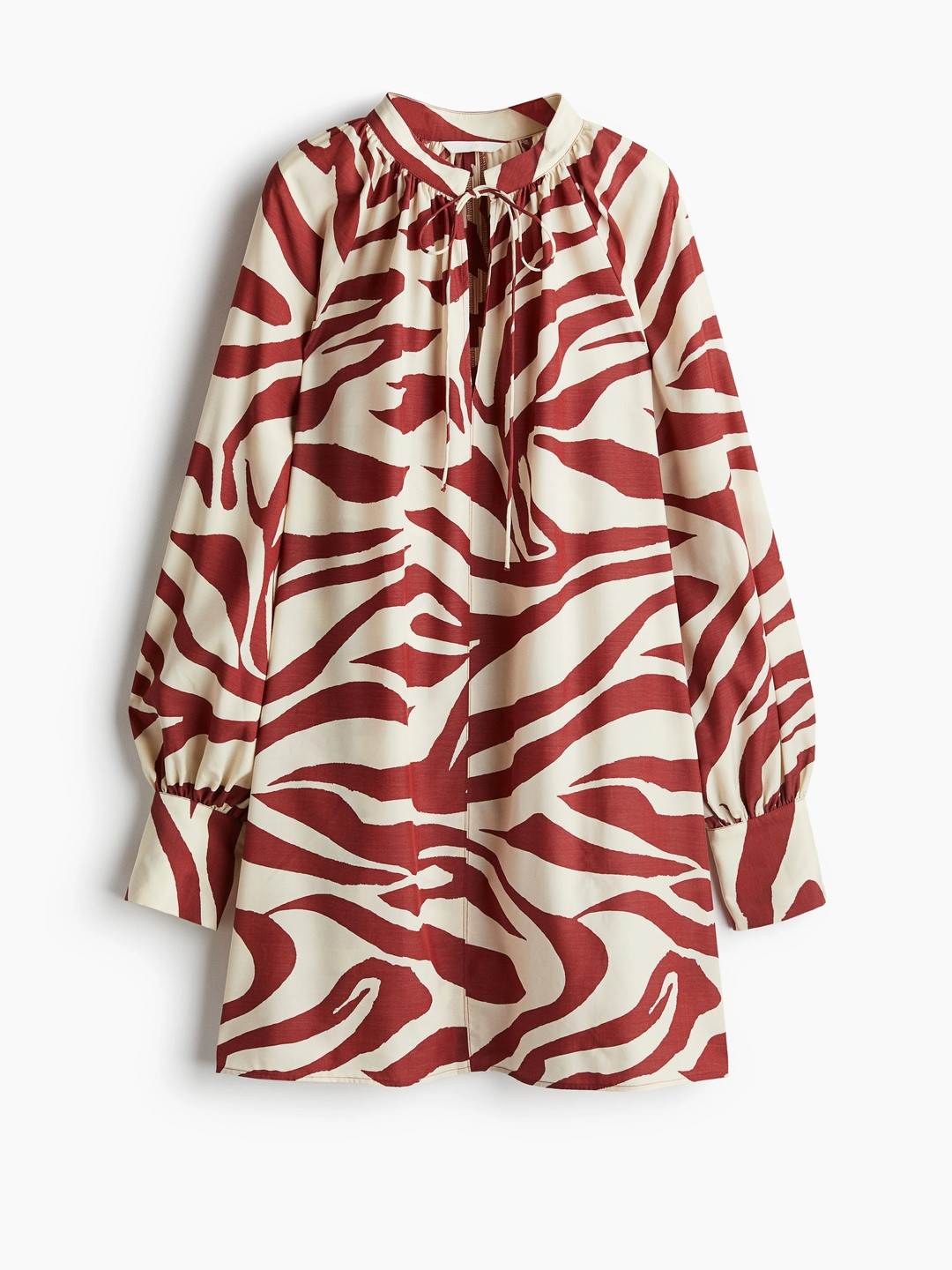 H&M Oversized Tie-Up Neck Cuffed Sleeve A-Line Dress