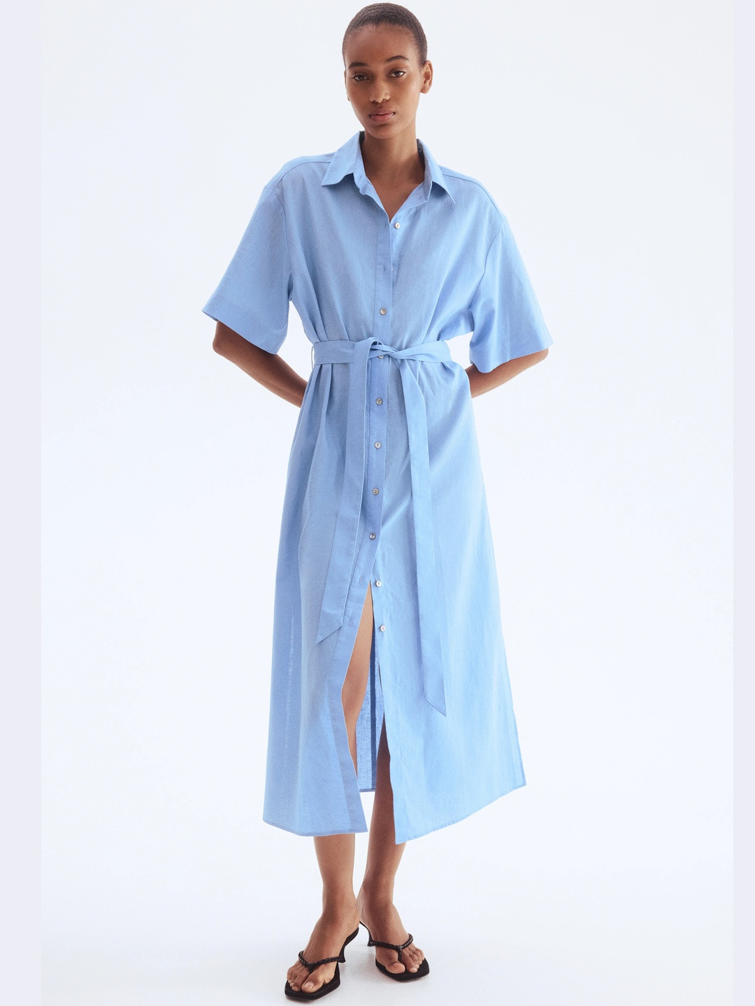 H&M Linen-Blend Shirt Dress
