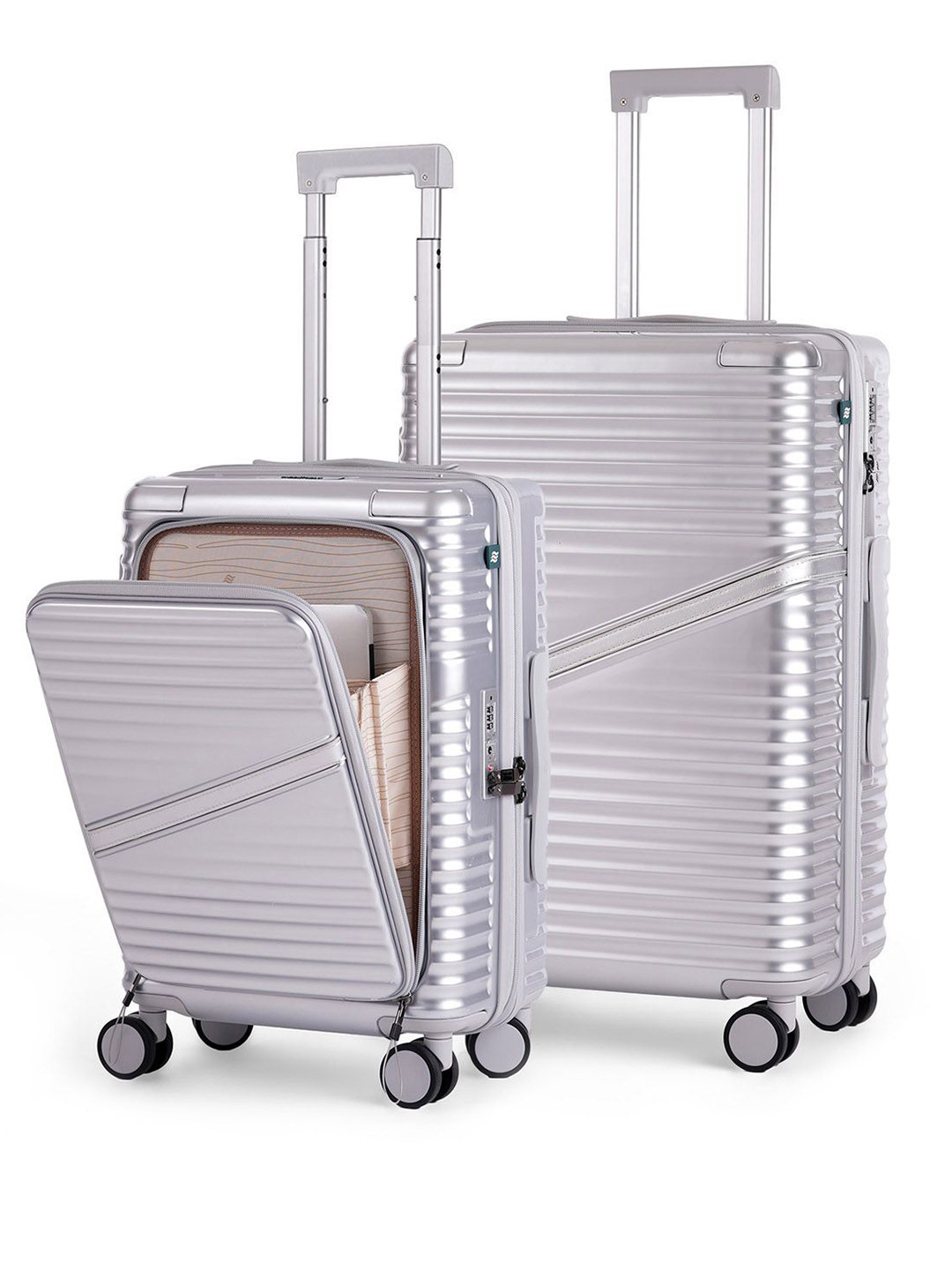 Assembly Unisex Set Of 2 Oblique Textured Trolley Bags