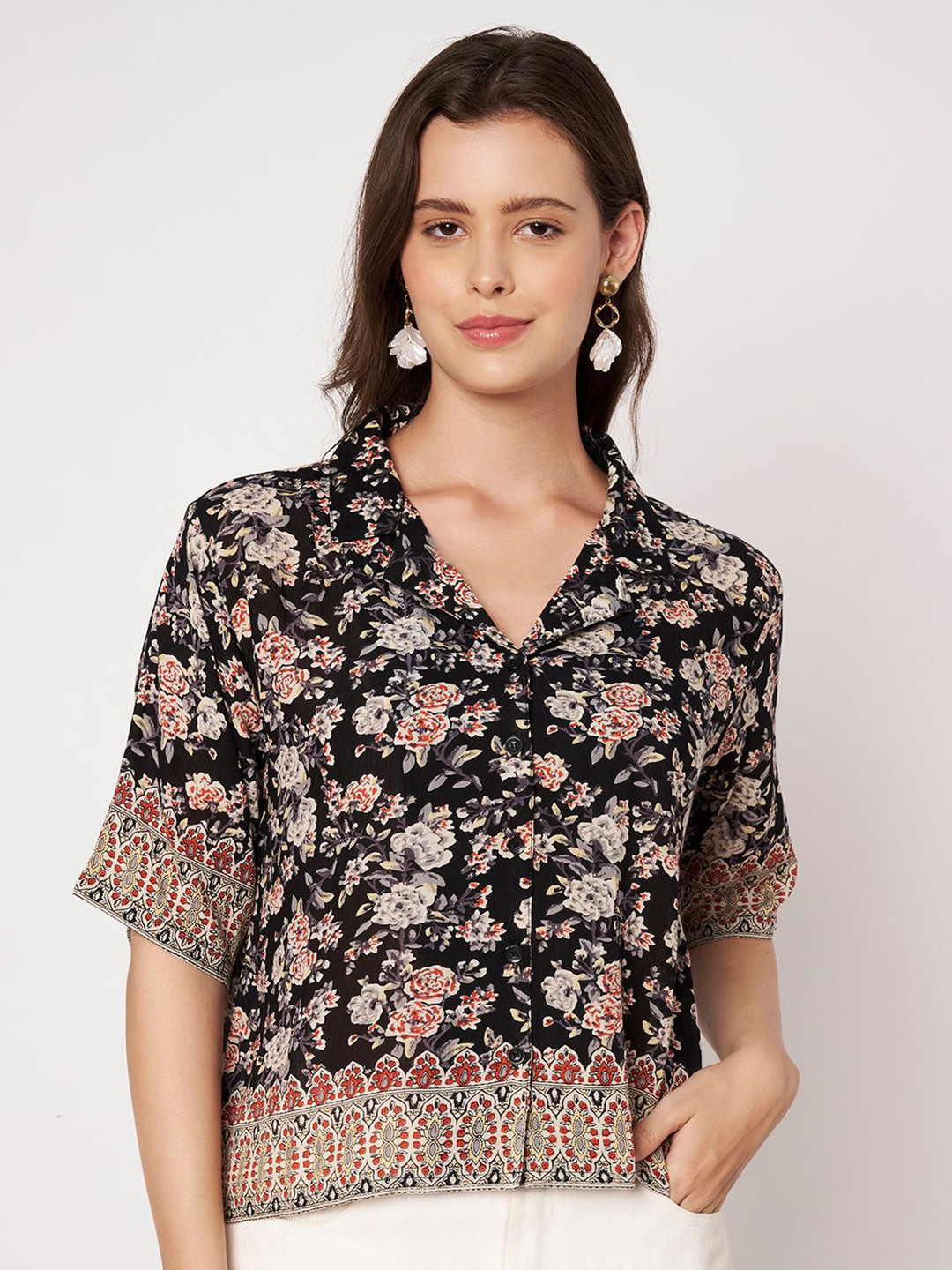 VELDRESS Women Floral Print Tunic Top