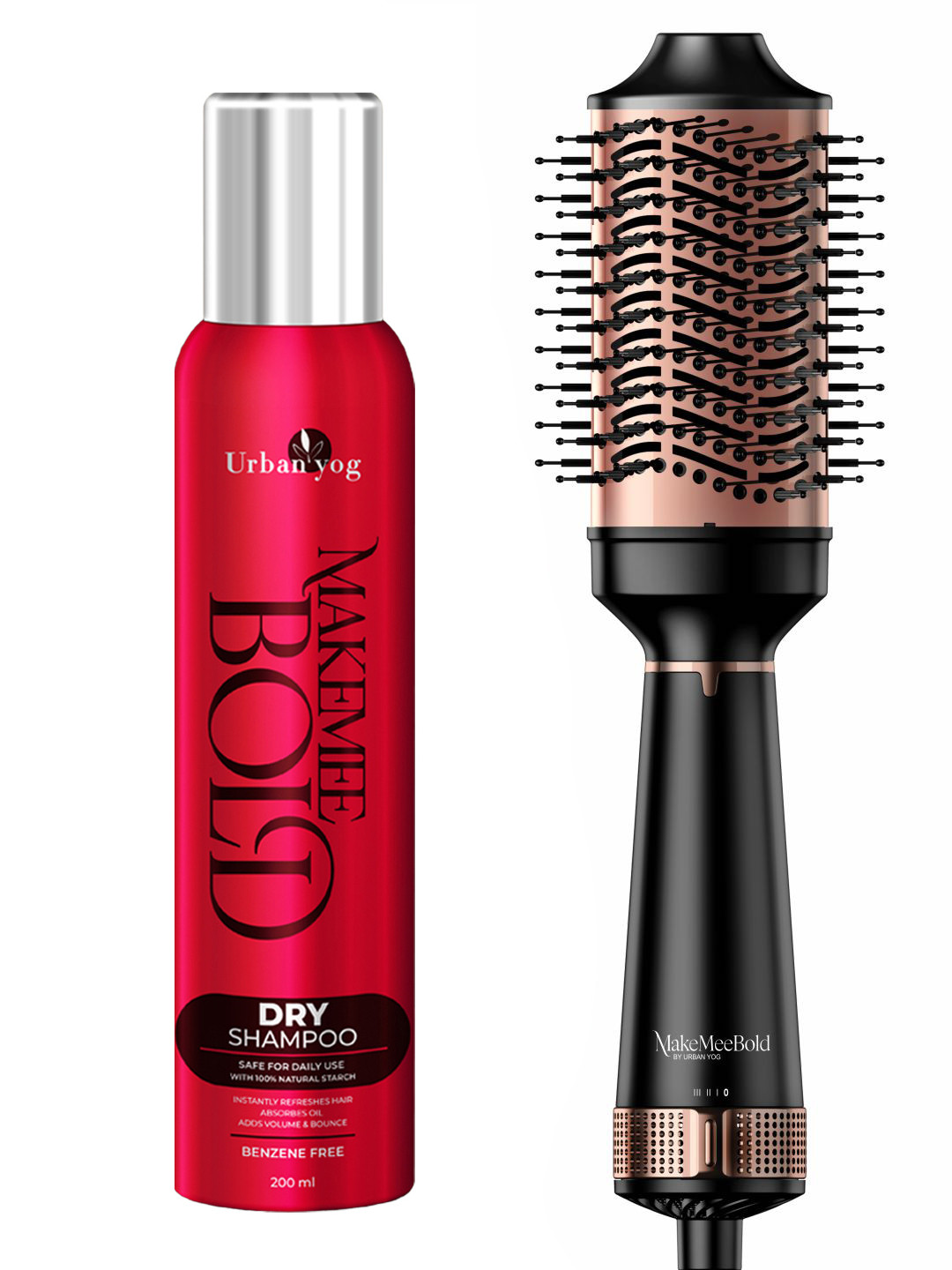 URBANYOG MakeMeeBold Dry Shampoo 200ml & Hot Air Brush 1.0 Combo