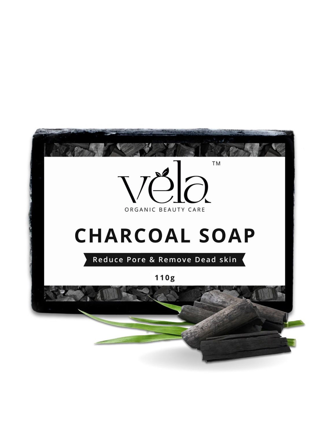 Vela Organic Beauty Care Activated Charcoal Soap For Tan & Dead Skin Remover - 110 g