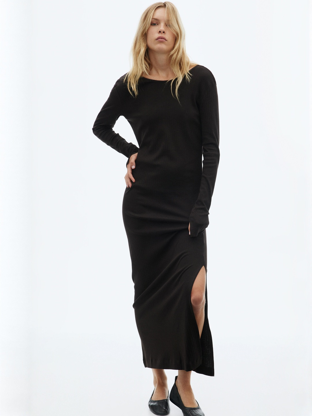 H&M Ribbed Scoop-Back Dress