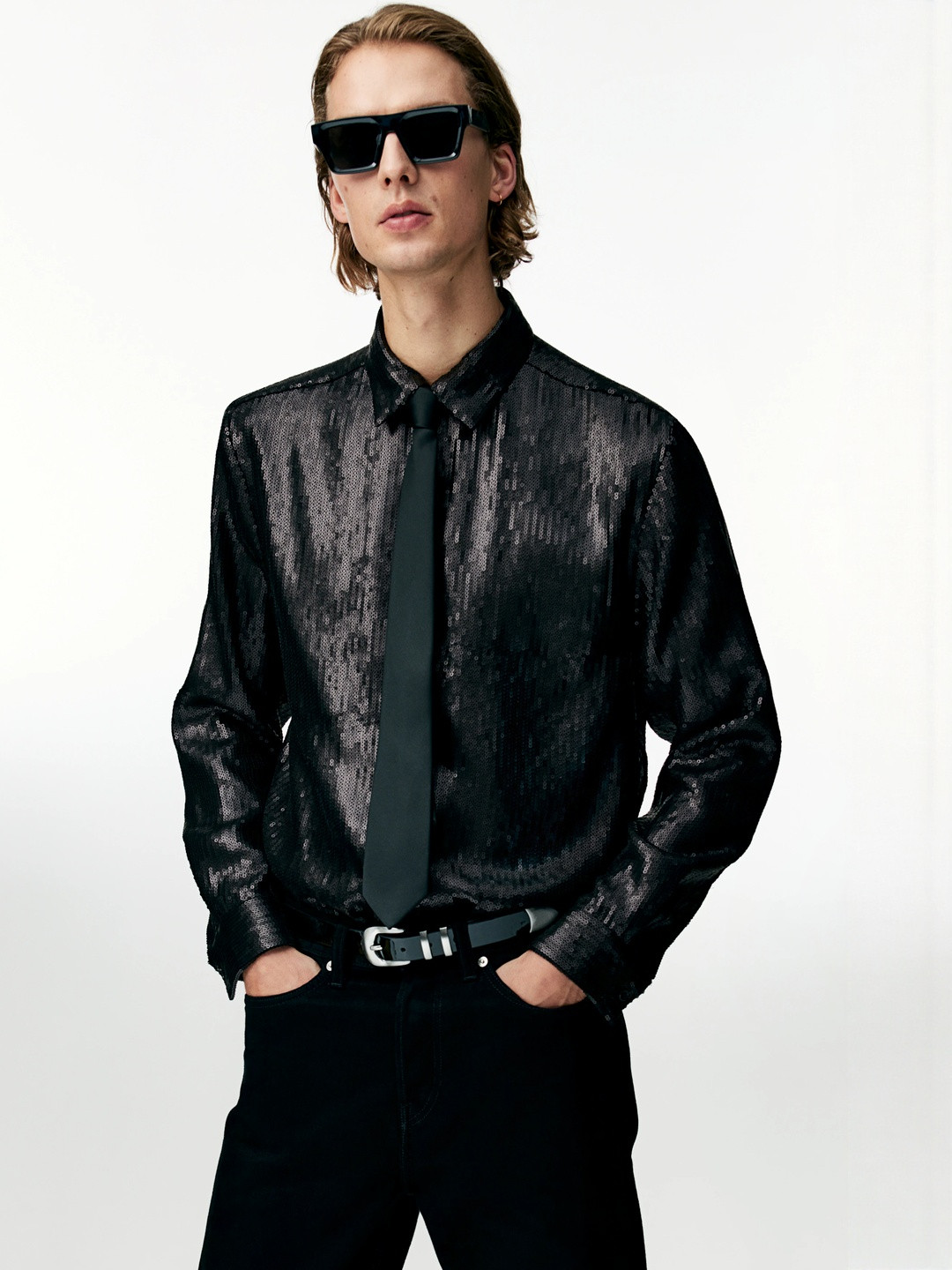 H&M Regular Fit Sequined Shirt