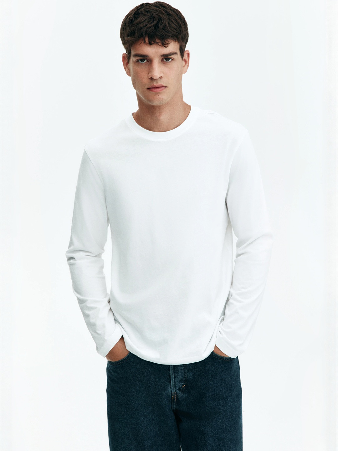 H&M Men White Regular Fit Jersey Top