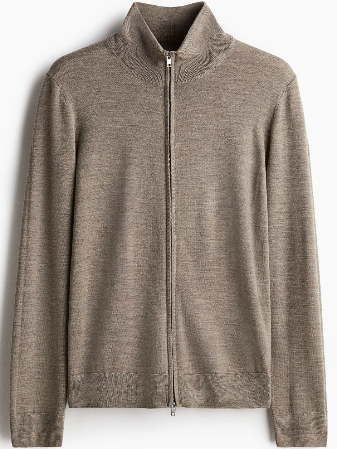 H&M Men Slim Fit Zip-through Merino Wool Cardigan