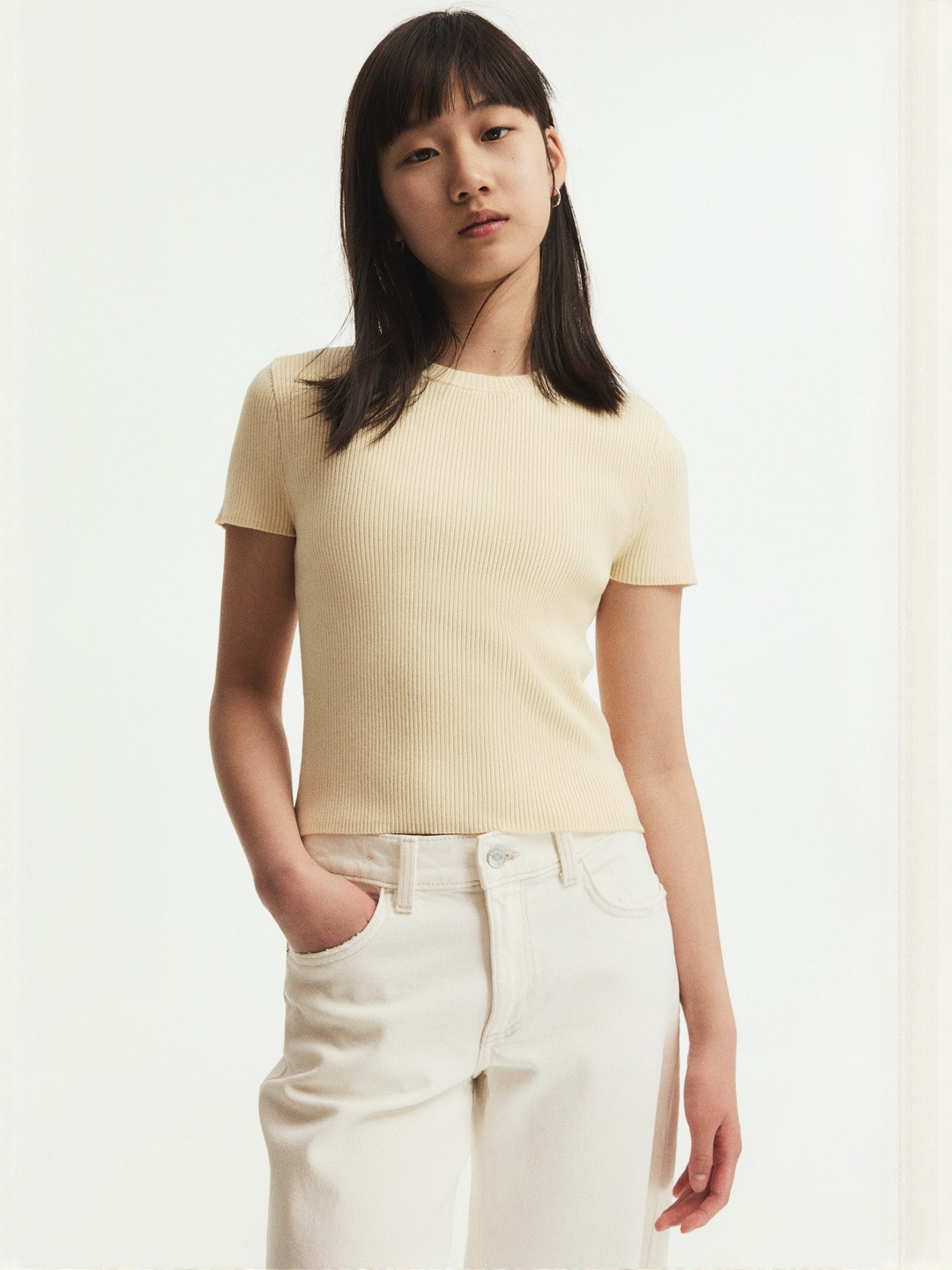 H&M Short Rib-Knit Top