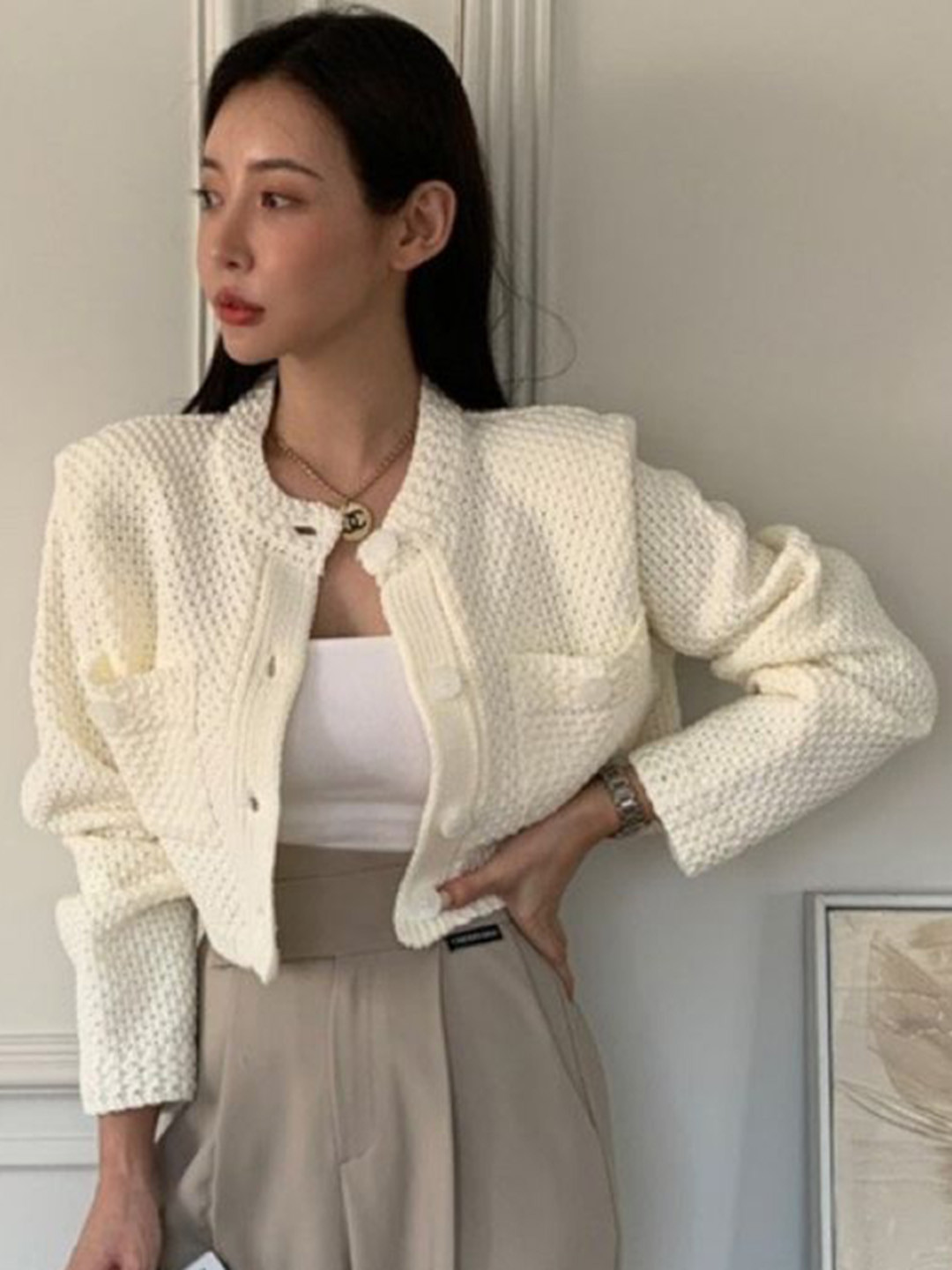 Mast & Harbour Women Collarless Solid Tailored Sweater