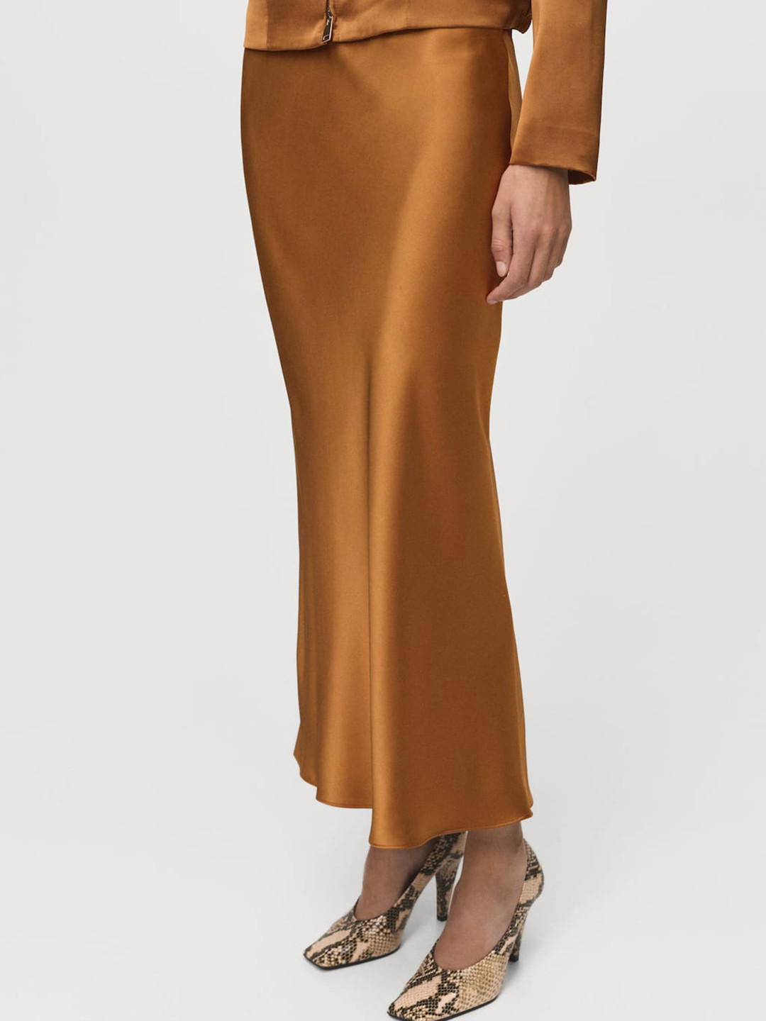 MANGO Satin A-Line Maxi Skirt