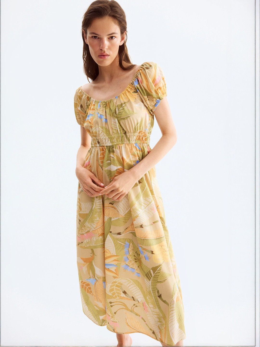 H&M Off-The-Shoulder Poplin Dress