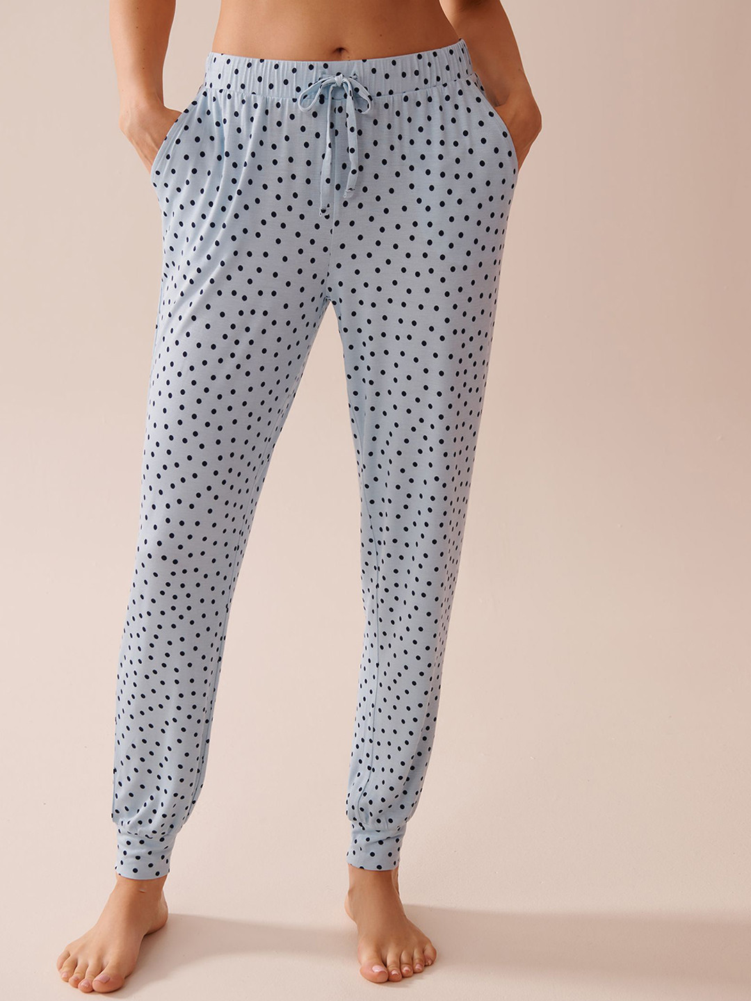 La Vie en Rose Polka Dot Printed Mid-Rise Lounge Pants