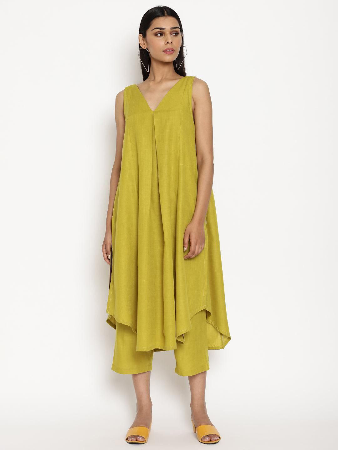 Anni Designer V-Neck A-Line Kurta With Trousers