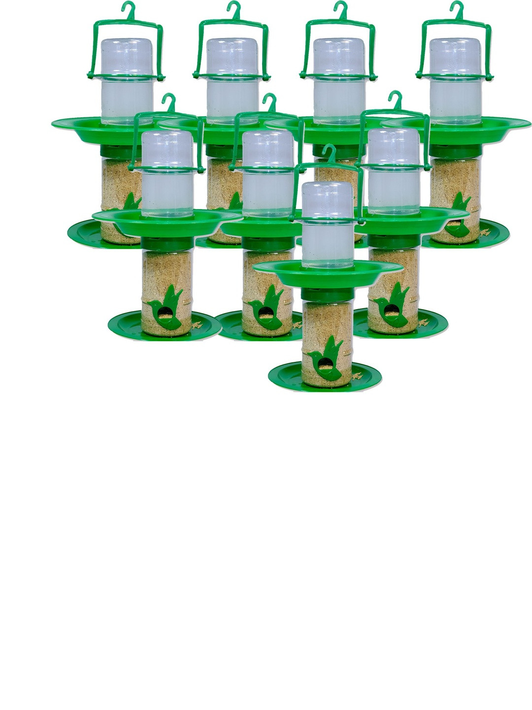 AMIJIVDAYA Pack of 8 Green Hanging Bird Food Feeder