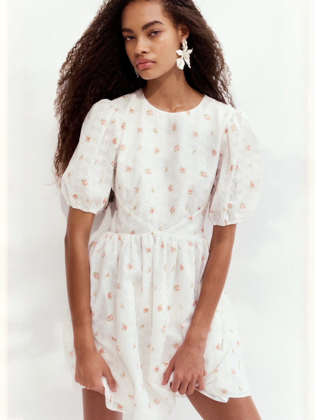 H&M Women Embroidered Open-Back Dress