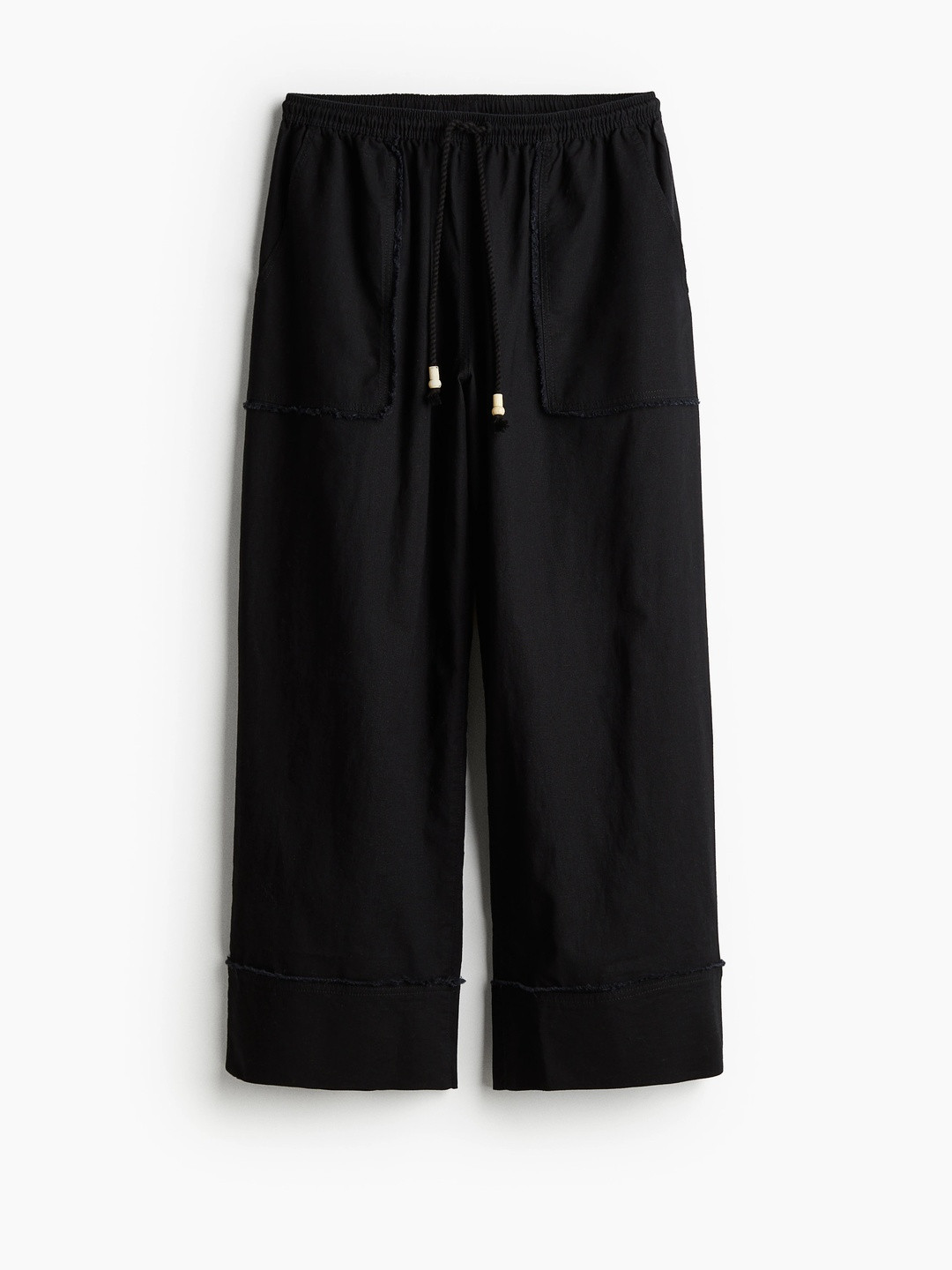 H&M Women Wide Linen-Blend Trousers
