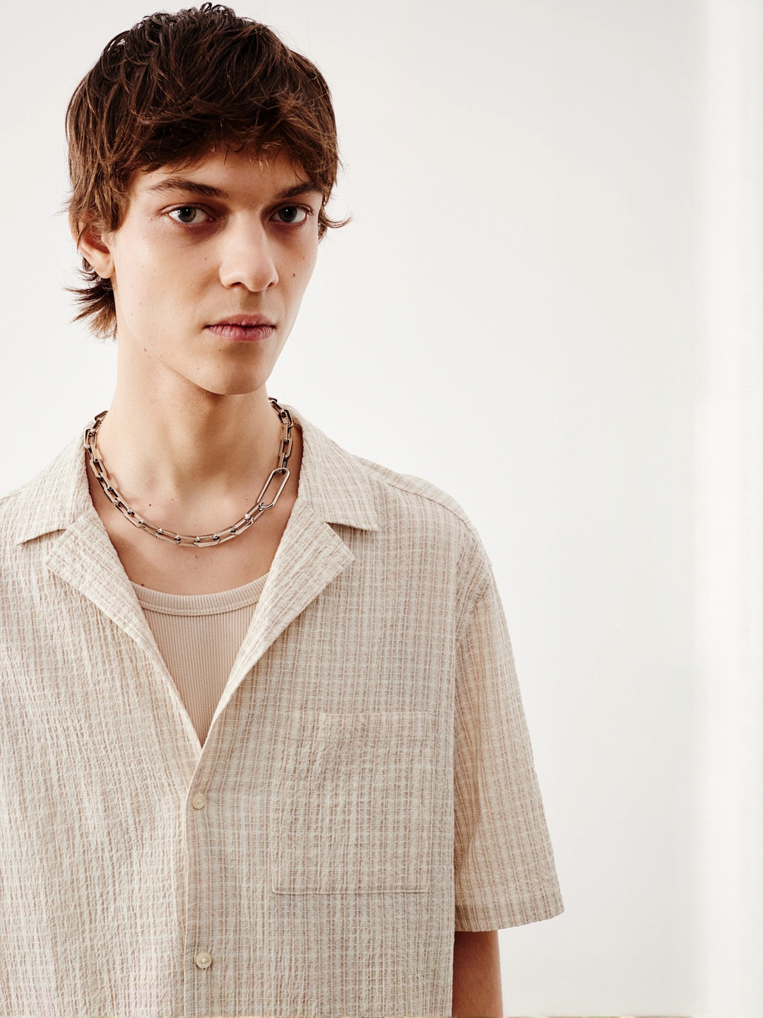 H&M Loose Fit Seersucker Resort Shirt